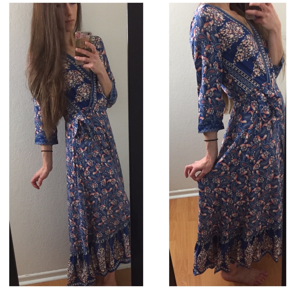 AMY Paisley Bohemian Wrap Style Dress - Picture 6 of 8